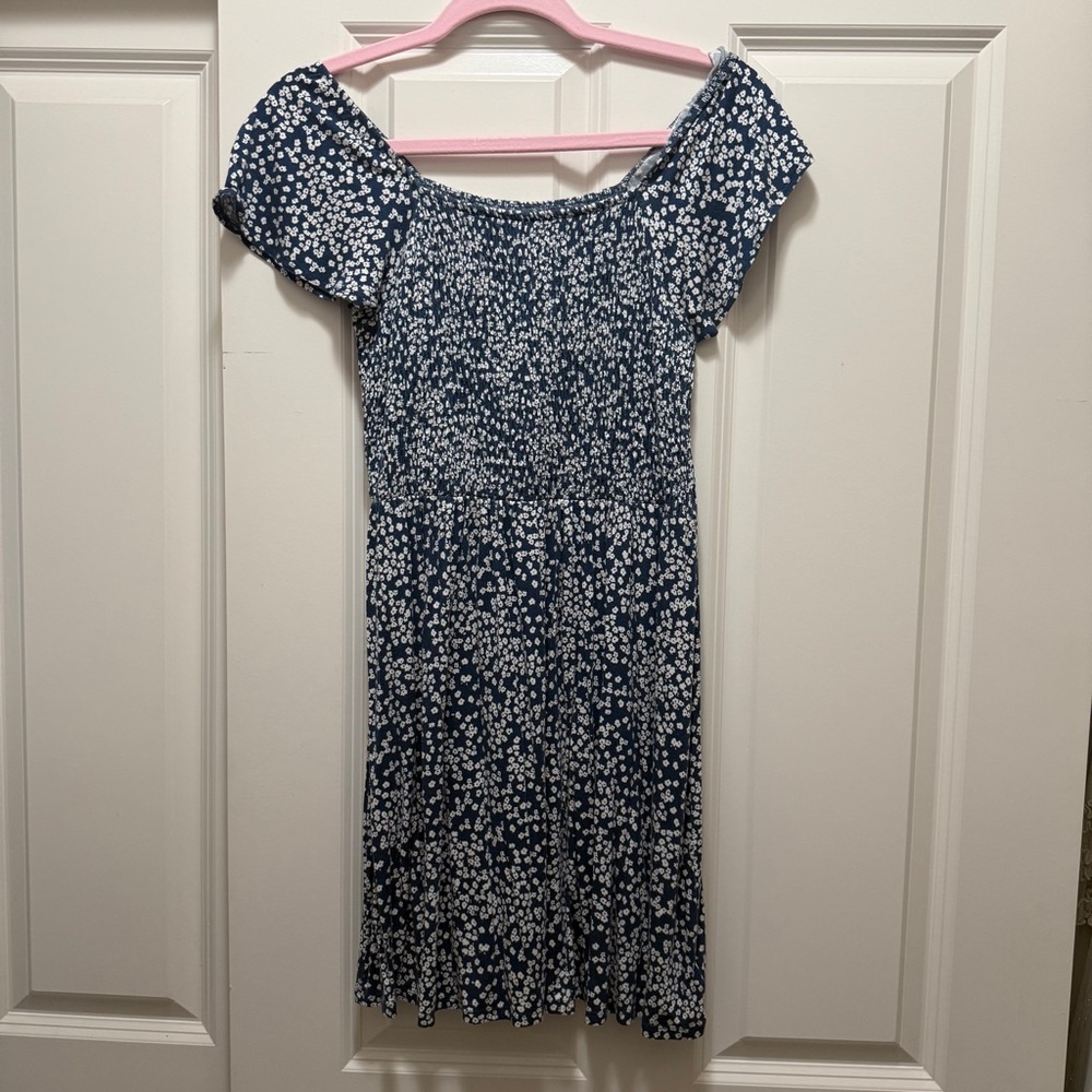 1901 Sunny Print Smocked Navy and White Micro Floral Smocked Dress